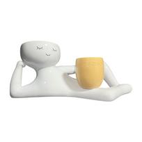 Fake Succulents Plant Small Artificial Plant with White Human Shaped Pots Artificial Plant Potted Succulents Ornaments