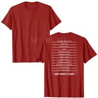 Hair Growth Chart - Length Check for Your Stylish Long Hair T-Shirt Women's Fashion Humor Funny Letters Printed Graphic Tee Tops S