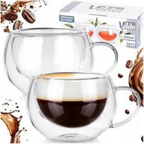 Dvisienės termo stiklinės kavai ir arbatai Vilde 280 ml 2 vnt. skaidrios
