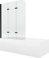 Vonia Mexen Vega su apdaila ir stiklo sienele, 170x70 cm + 120 cm, white+III/fold/black