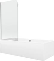 Mexen Cube stačiakampė vonia 180 x 80 cm su apdaila ir vienos dalies dušo pertvara 70 cm, permatoma, chromuota