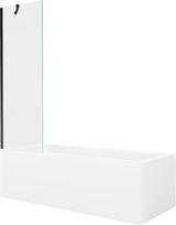 Mexen Cubik stačiakampė vonia 160 x 70 cm su apvalkalu ir 1 durų 60 cm širmos, skaidri, juoda - 550316070X9506000070, 160 x 70 cm
