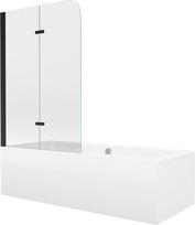 Vonia Mexen Cube su apdaila ir stiklo sienele, 170x80 cm + 80 cm, white+II/black