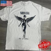 In Utero Nirvana Inspired T Shirt White Angel Graphic Tee 90s Grunge Rock Style Unisex T-Shirt XXL