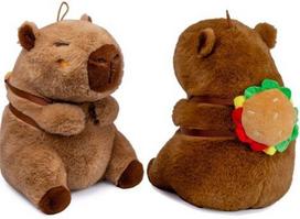 Kawaii - Capybara With Burger Backpack Pliušinis Žaislas | 25 cm