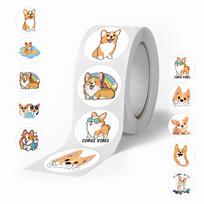 Corgi Dog Stickers Roll - 500 Cute Animal Stickers for DIY, Skateboards, Luggage, Guitars, and Planners
