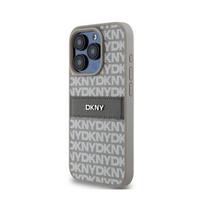 Išmaniojo telefono dėklas - DKNY - iPhone 15 Pro - Smygys - Beige Oda - Mono Dryža - Smūgių apsauga