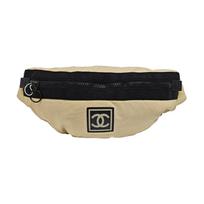 [Pre-Owned] Sports CC Beige Fabric Printed Waist Bag Chest Bag Black Hardware - Very Good #G6SEG6 ONE SIZE