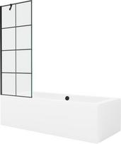 Mexen Cube stačiakampė vonia 170 x 80 cm su apdaila ir vienos dalies sienele 70 cm, juodas raštas - 550517080X9507007077, 170 x 80 cm
