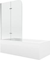 Mexen Cubik stačiakampė vonia 150 x 70 cm su apdaila ir 2 dalių sienele 80 cm, permatoma, juoda - 550315070X9008027000
