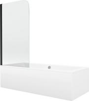 Mexen Cube stačiakampė vonia 180 x 80 cm su apdaila ir vienų durų ekranu 70 cm, skaidrus, juodas - 550518080X9007017000, 180 x 80 cm