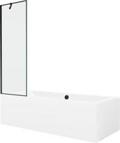 Mexen Cube stačiakampė vonia 180 x 80 cm su apdaila ir vienos dalies 60 cm širma, juodas raštas - 550518080X9506007070, 180 x 80 cm