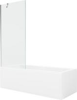 Vonia Mexen Cubik su apdaila ir stiklo sienele, 160x70 cm + 80 cm, White+Chrome/Transparent