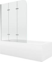 Mexen Vega stačiakampė vonia 160 x 70 cm su korpusu ir 3 dalių 120 cm ekranėliu, skaidrus, chromo - 550116070X9012030100