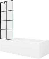 Mexen Vega stačiakampė vonia 180 x 80 cm su apdaila ir vienų durų ekranu 70 cm, juodas raštas - 550118080X9507007077, 180 x 80