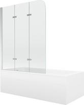 Mexen Cubik stačiakampė vonia 170 x 70 cm su korpusu ir 3 dalių širma 120 cm, permatoma, chromuota - 550317070X9012030100, 170 x 70 cm