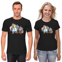 Asterix and obelix, Famous Characters Figure, Short Sleeve White-Black Men's / Women's T-Shirt K081 4XL