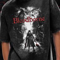 Bloodborne T-Shirt, Unisex Metal Style Game Shirt, Acid Wash Oversize T-Shirt - 250 GSM, Grunge & Goth Streetwear, Vintage Washed T-Shirt L