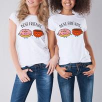 Best Friends Coffee and Donut Matching Couple T-Shirt, Men's and Women's Sizes (MAC-22340) S