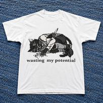 sad cat tee | wasting my potential — procrastination T-Shirt M