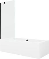 Vonia Mexen Cube su apdaila ir stiklo sienele, 180x80 cm + 80 cm, White+Black/Transparent