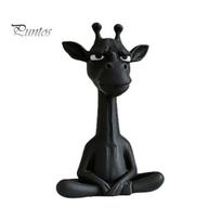 Matte Black Table Decor Meditating Giraffe Figurine, Zen Decor, Funny Expression Stress-relieving Ornament, Sturdy Stable Tabletop Decoration