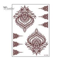 Pain-free Tattoo Decals Henna Stickers, Red Brown Waterproof Lace Temporary Tattoos, Tattoos Indian Mehndi Body Art for Women Girls, Festival U