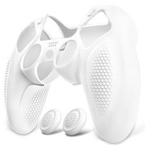 PlayVital Ninja Edition Silicone Cover Skin for PS5 Soft Protective Cover for Fits Charging Station with Protective Cover On Controller, PS5, [White] balta