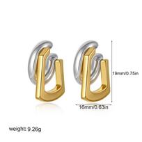Two Tone Double-layer Ear Cuff for Women Exquisite Zirconia Circle Hoop Huggie Earrings Stainless Steel Statement Jewelry Gift