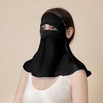 Mu Qingqing Breathable Mulberry Silk Full-Face Sun Mask šalta juoda spalva