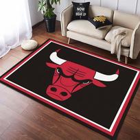 Black Red White Border Chicago Bulls Bull Head Logo Non Slip Area Rug Washable NBA Basketball Fan Teen Living Bedroom Game Room Decor Floor Carpet 40x60cm( 15x23in )