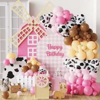 Baby Shower  Birthday Party Decoration  Farmland Theme Party Pink Latex Balloon Garland Arch Kit  Print Balloons 18IN ruda
