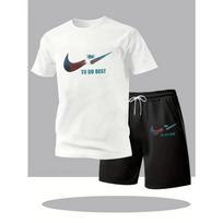 Vasaros sportinis kostiumas vyrams Mados dviejų dalių sportinis fitneso bėgimo laisvalaikio greitai džiūstantis trumpomis rankovėmis šortų komplektas vyrams S black