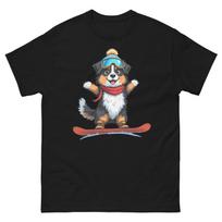 Australian Shepherd Dog Snowboarding Fun Snowboarder T-Shirt S