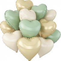 12pcs Pack 18in Matt Gold Green Pink Coffee Blue Color Heart Shape Aluminum Foil Balloons for Party Decor Up to 10