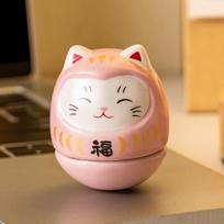 Keraminė Darumos statulėlė Darumos vėžlys Amatai Japoniško stiliaus Laimės katė Sėkmės ornamentas Peizažas Namų dekoro aksesuarai Dovanos rožinė