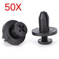 50pcs 6 mm Auto Car Bumper Fender Retainer Push Black Plastic Clips Fasteners