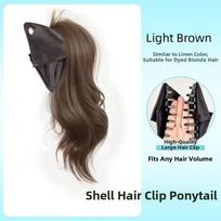Elegant Bowknot Pony Tail Hair Piece with Grab Clip Short Wavy Layered Ponytail  for Women šviesiai ruda spalva