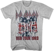 Def Leppard Union Jack Group Photo USA Tour 1983 Men's T Shirt Rock Band Merch 4XL