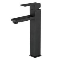Square Matte Black Stainless Steel Single Hole Bathroom Mixer Tap Deck Mounted Single Handle Cold and Hot Water Basin Faucet (Matte Black,Black)