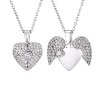 Creative Locket Zirconia Heart Pendant Necklace for Women, Gold Plated Stainless Steel Thin Chain, Unique Magic Jewelry 35cm-40cm