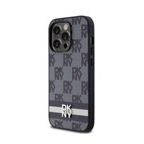 Išmaniojo telefono dėklas - DKNY - iPhone 14 Pro - Juoda oda - Langelių ir dryžių raštas - Smūgiams atspari apsauga