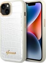 Guess iPhone 14 6.1 sidabrinis deklas Croco Collection