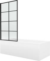 Mexen Cubik stačiakampė vonia 170 x 70 cm su apdaila ir vienų durelių sienelė 80 cm, juodas raštas fix, 170 x 70 cm