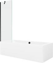 Mexen Cube stačiakampė vonia 180 x 80 cm su apdaila ir 1-durio širma 60 cm, skaidri, juoda - 550518080X9506000070, 180 x 80 cm