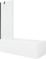 Mexen Cubik stačiakampė vonia 170 x 70 cm su apdaila ir 1 sparno 70 cm pertvara, permatoma, juoda - 550317070X9507000070