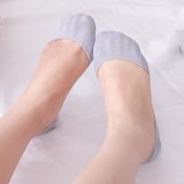 Women's Versatile Non-Slip Boat Socks - Odor-Resistant, All-Cotton, Low-Cut, Invisible Fit Bare Socks pilka spalva