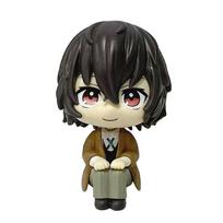 Bungo Stray Dogs 9.5cm Dazai Osamu Nakajima Atsushi Q Versija. Didelės galvos žvelgiančios į viršų Kwaii Anime figūrėlės PVC modelis Periferijos žaislinės lėlės