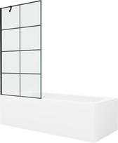 Mexen Vega stačiakampė vonia 180 x 80 cm su apdaila ir 1-durų pertvara 90 cm, juodas raštas - 550118080X9509007077