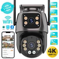 4K 8MP HD Wifi PTZ kamera lauke 4MP dvigubo objektyvo dviejų ekranų AI automatinio sekimo IP kamera CCTV garso ir vaizdo stebėjimo P2P iCSee 4MP NO SD Card